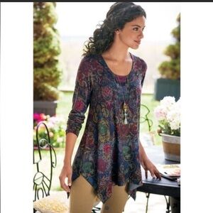 Soft Surroundings | Floral Long Sleeve Tunic | Size XS